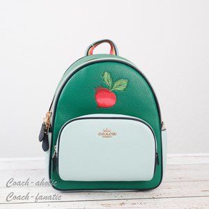 NWT Coach C8259 Mini Court Leather Backpack With Radish